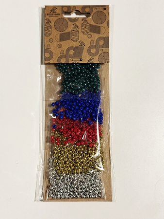 Koraliki 3 mm to zestaw 5 kolorów po 10 g | Srebrne, złote, czerwone, szafirowe, zielone