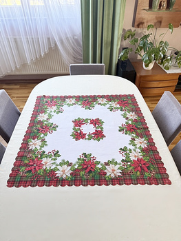   Świąteczny bieżnik ze wzorem gwiazdy betlejemskiej.  Wymiar: 85x85cm.