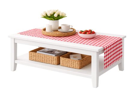 Bieżnik plamoodporny w kratkę czerwoną o wymiar: 60x140cm