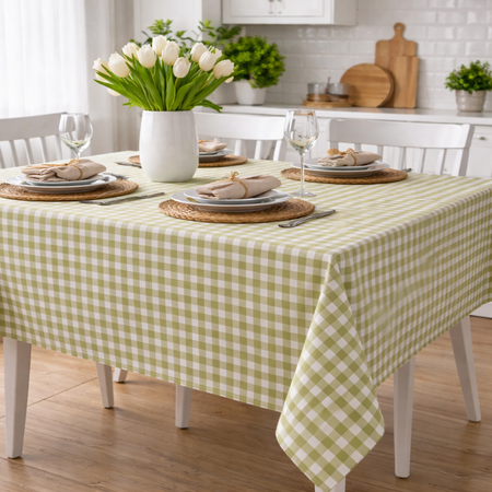 Obrus plamoodporny w kratkę zieloną o wymiarach: 110x150cm