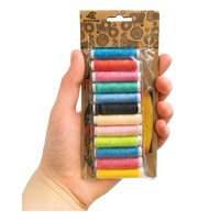 Zestaw naprawczy do szycia – 12 kolorów nici + karnet igieł 19 szt. z nawlekaczem | Nici poliestrowe do szycia ręcznego i maszynowego