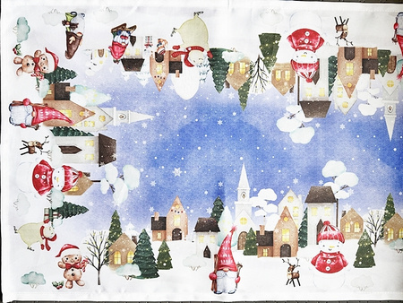  Bieżnik świąteczny plamoodporny „Renifery w zimowej krainie” Kolorowy bieżnik na stół Boże Narodzenie    Wymiar: 40x85cm.