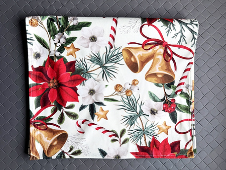 Elegancki bieżnik świąteczny z motywem gwiazdy betlejemskiej Wymiar: 40x140cm.