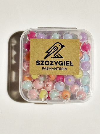 Koraliki 7 mm mix kolorów 20 g – plastikowe pudełko 50×50 mm | Dekoracje i DIY