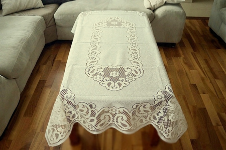 Obrus żakardowy kremowy 105x155cm