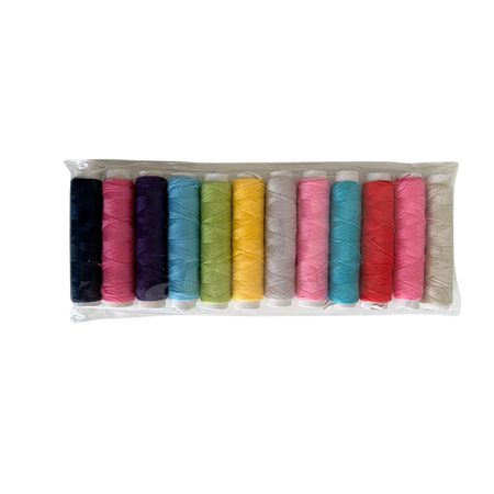 Zestaw naprawczy do szycia – 12 kolorów nici + karnet igieł 19 szt. z nawlekaczem | Nici poliestrowe do szycia ręcznego i maszynowego