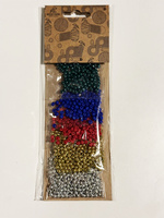 Koraliki 3 mm to zestaw 5 kolorów po 10 g | Srebrne, złote, czerwone, szafirowe, zielone