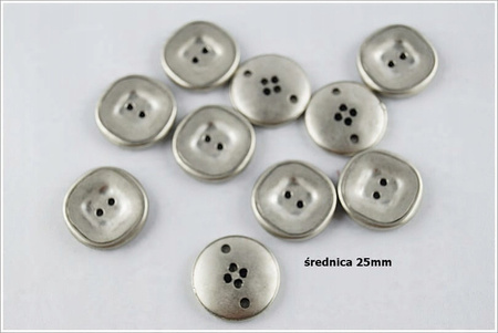 Guziki opakowanie zestaw 10 Sztuk Szare 25mm