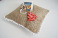 Zestaw sianko + opłatek wigilijny-poduszka jutowa, świąteczna tradycja