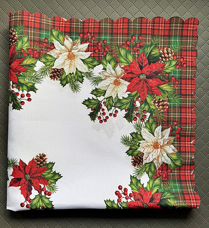   Świąteczny bieżnik ze wzorem gwiazdy betlejemskiej.  Wymiar: 85x85cm.