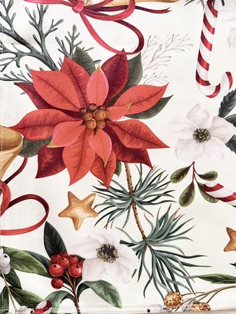 Elegancki bieżnik świąteczny z motywem gwiazdy betlejemskiej Wymiar: 40x140cm.