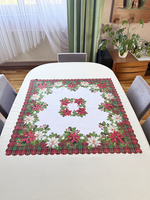 Świąteczny bieżnik ze wzorem gwiazdy betlejemskiej.  Wymiar: 85x85cm.