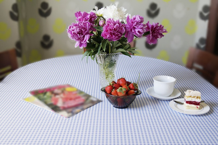 Obrus plamoodporny w kratkę niebieską o wymiarach: 110x150cm