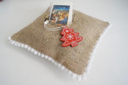 Zestaw sianko + opłatek wigilijny-poduszka jutowa, świąteczna tradycja