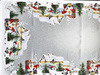 Bieżnik świąteczny plamoodporny „Zimowa wioska” to bieżnik ze skrzatami i świątecznym motywem   Wymiar: 85x85cm.